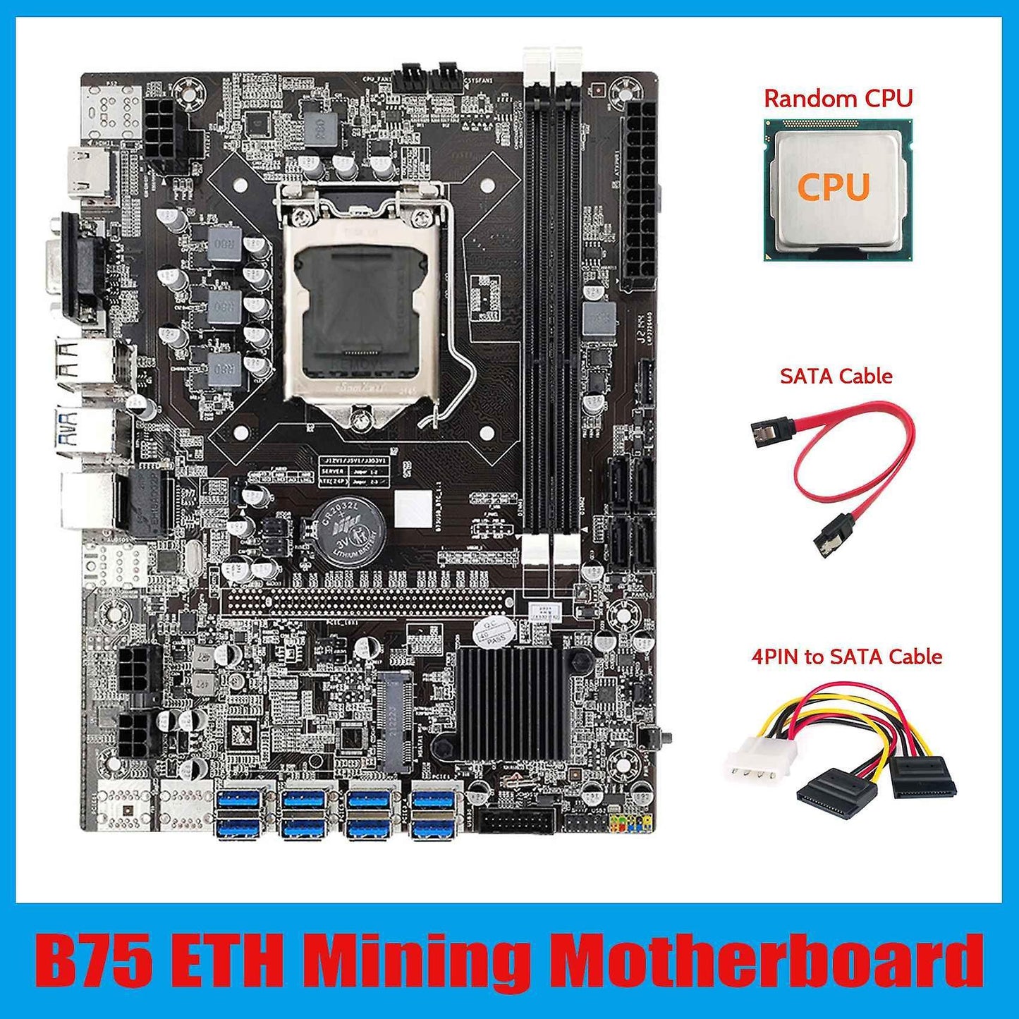 B75 Eth Mining Motherboard 8xpcie Usb Adapter+cpu Lga1155 B75 Usb