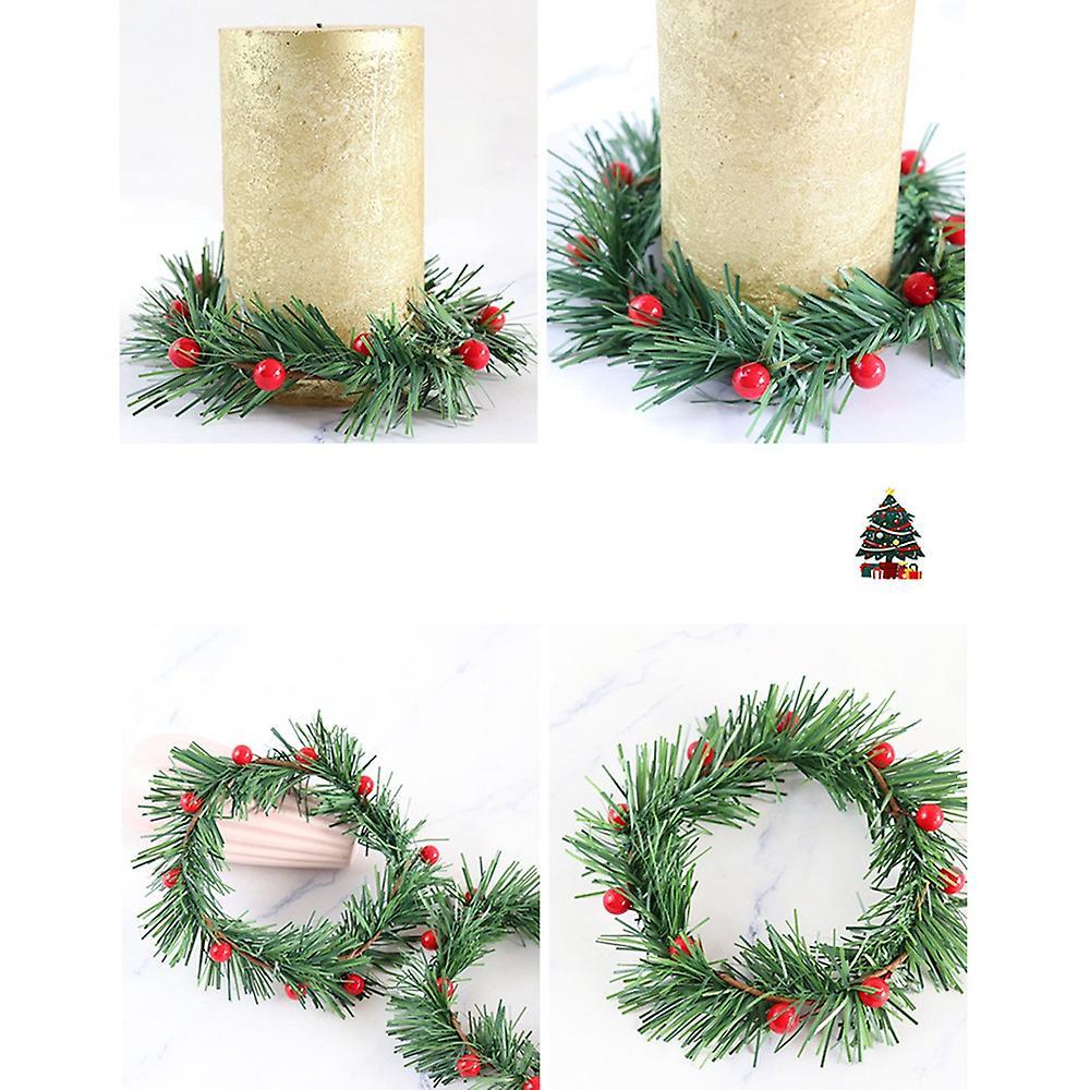 8 Pcs Holly Berry Candle Ring for Christmas Garland Ornaments Decor