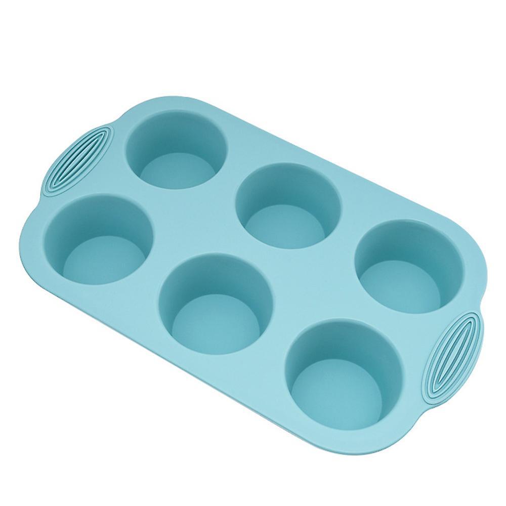 Mini Muffin 6-hole Silicone Round Mold Diy Tool 30x20.5x4.3cm(green)