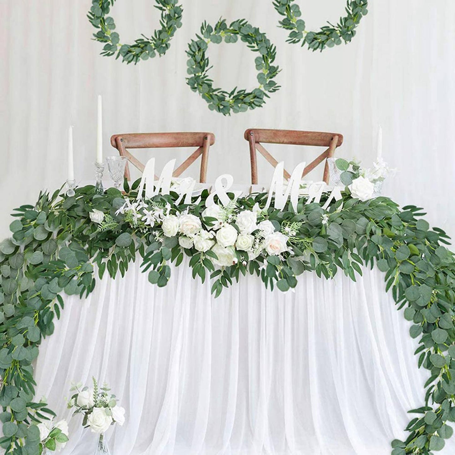 15-pack 6.5 Feet Artificial Eucalyptus with Garland Fake Vine Plant