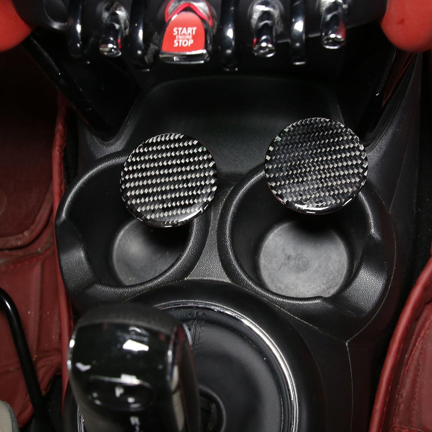 Car Water Cup Pad Coaster Carbon Soft Cover Trim For-bmw Mini