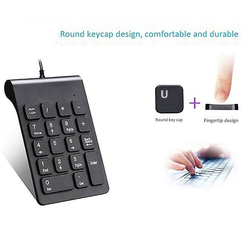 Mini Usb Wired Numeric Keypad Numpad 18 Keys Digital Keyboard (black)