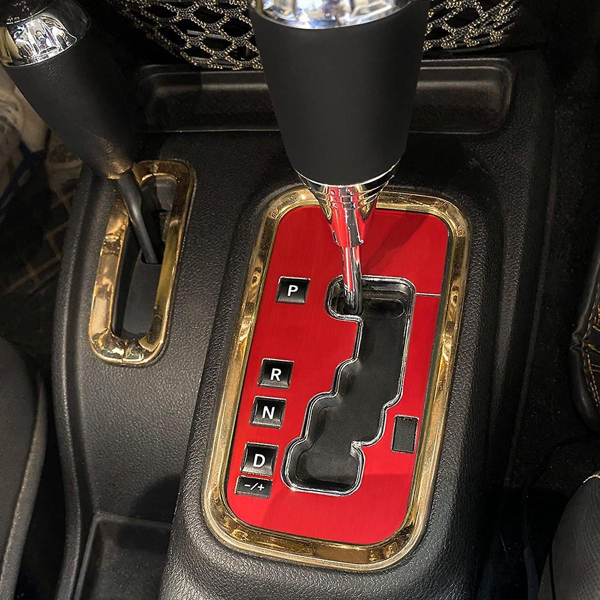 Gear Shifter Shift Box Cover Trim for Jeep Wrangler Aluminum (red)