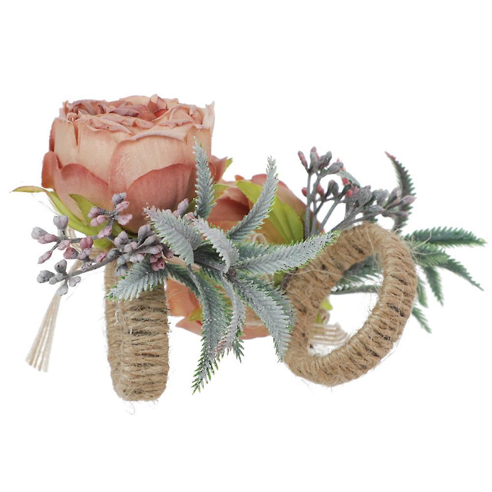 4pcs Artificial Rose Flower Napkin Ring Table Decoration(orange)