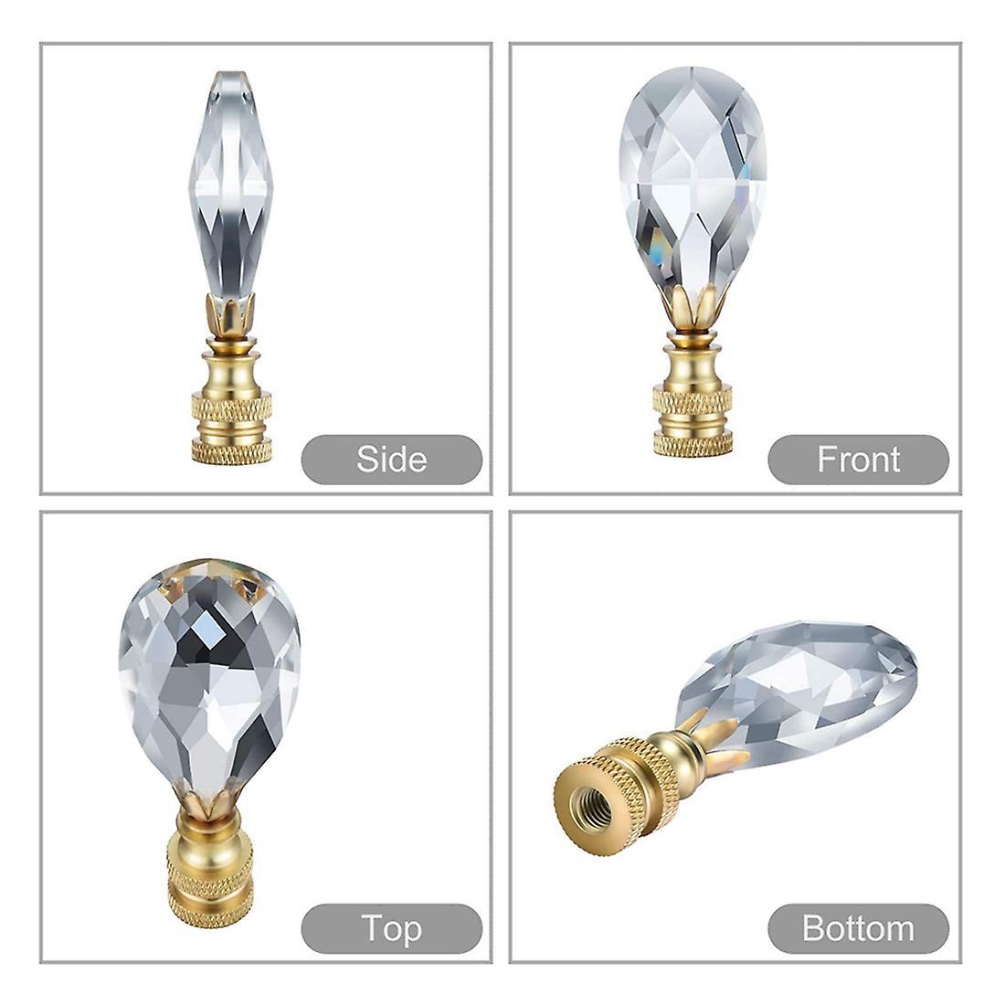 2 Packs Teardrop Clear Crystal Lamp Finial Lamp Decoration for Lamp