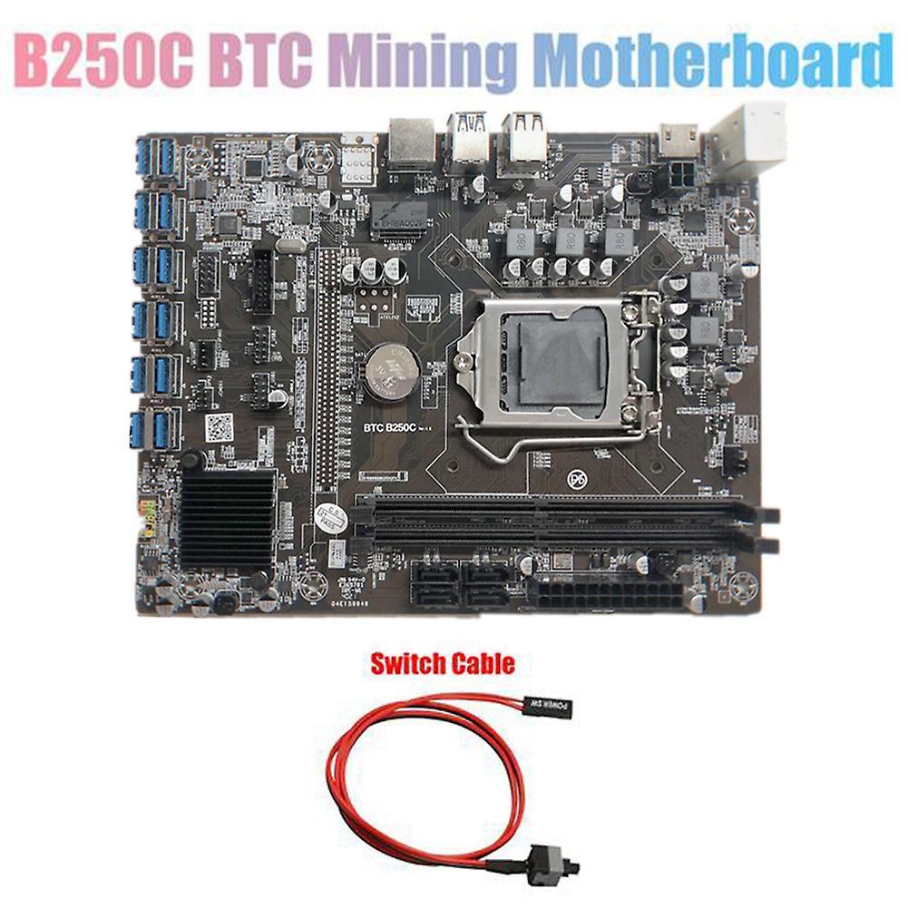 B250c Btc Mining Motherboard+switch Cable 12xpcie to Usb3.0 Gpu Slot