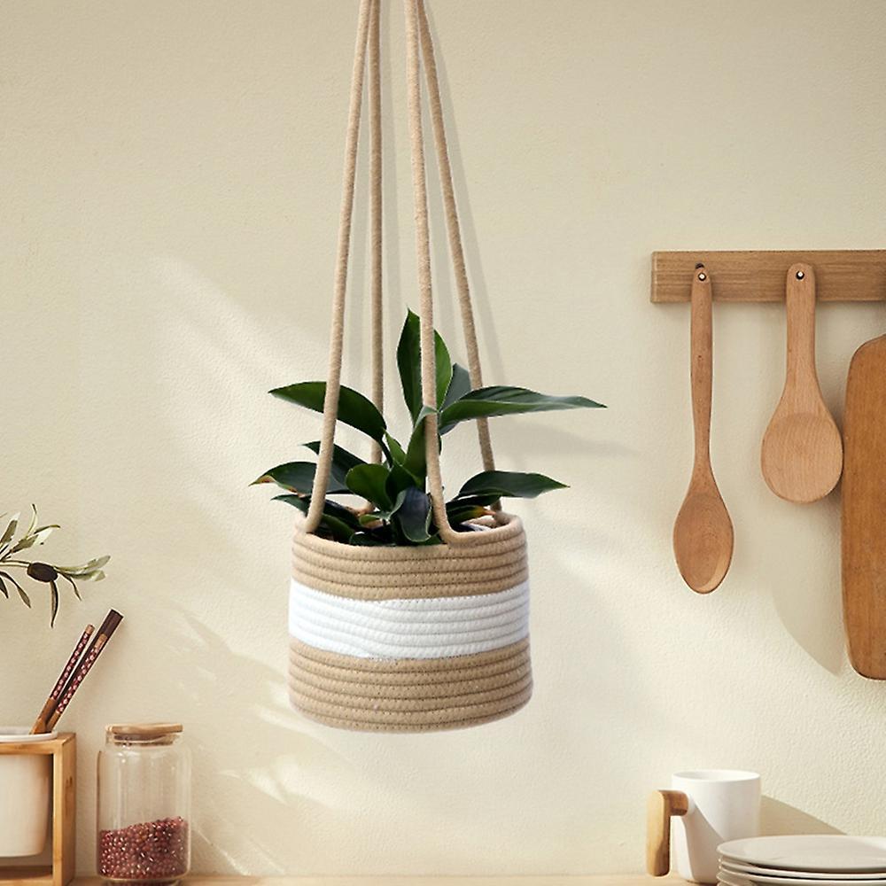 Hanging Planter Woven Plant Basket Indoor Up to 7inch Flower Pot, A