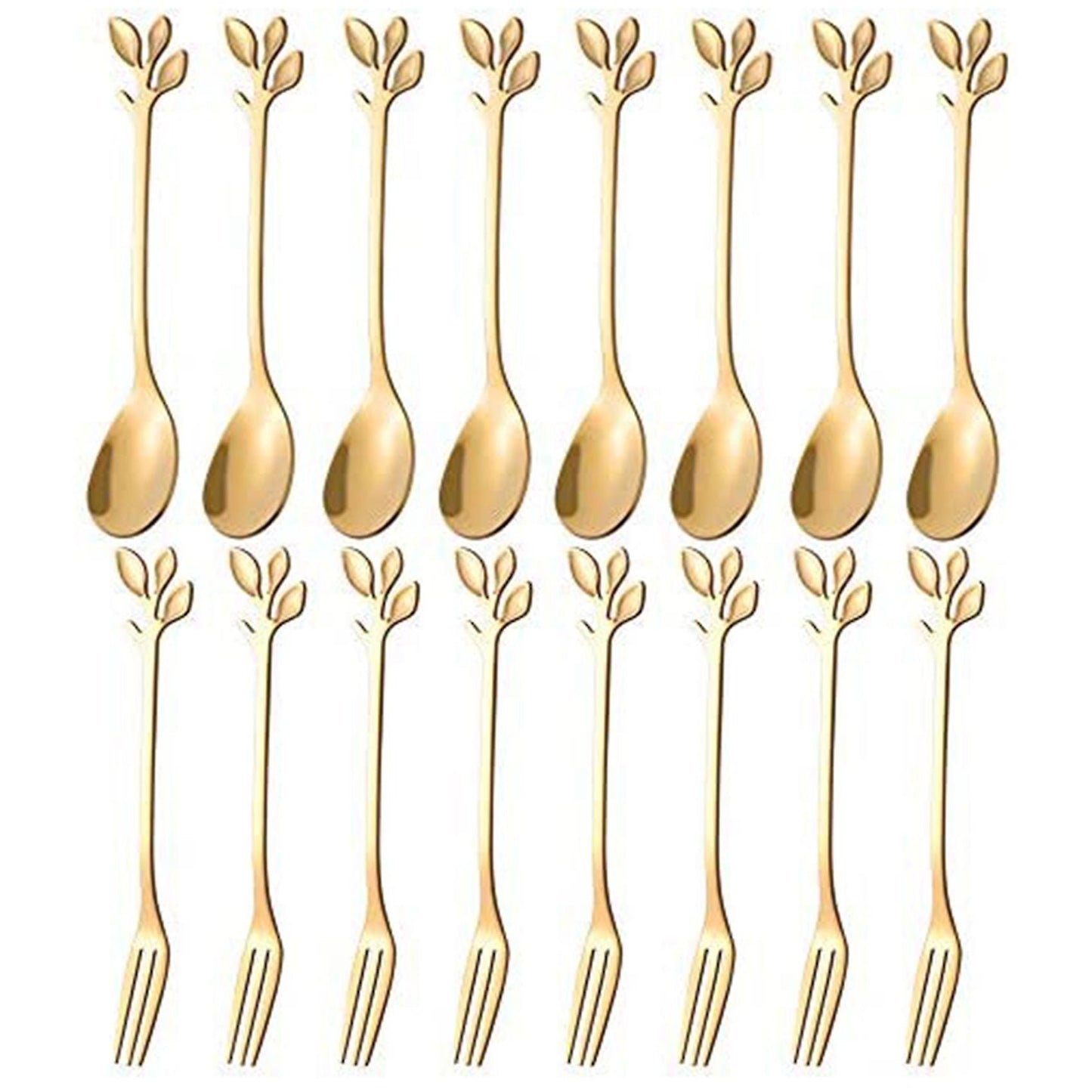 20pcs Dessert Spoon and Fork Set Creative Fruit Fork -gold