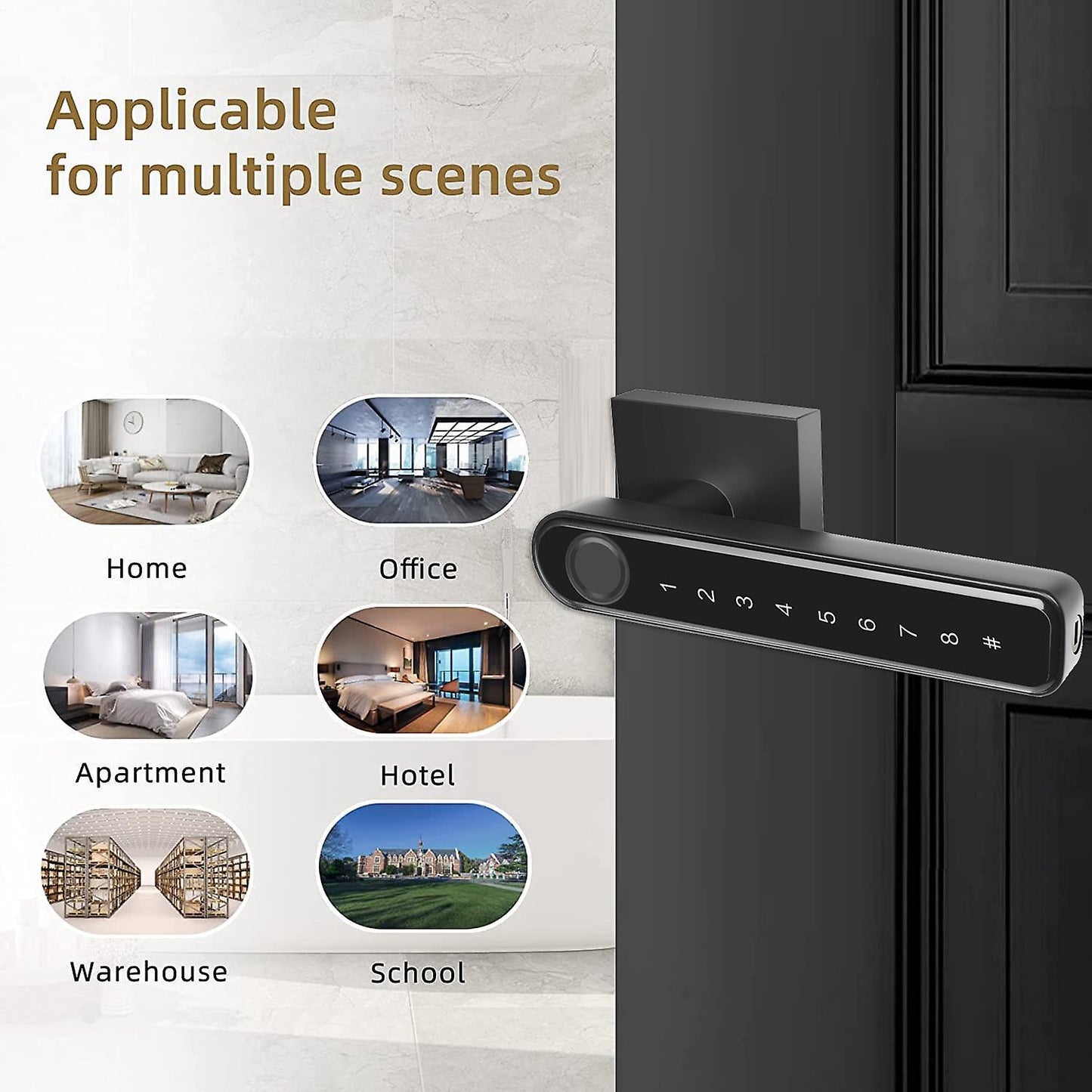 Fingerprint Door Lock Door Knob for Home Hotel Office Apartment