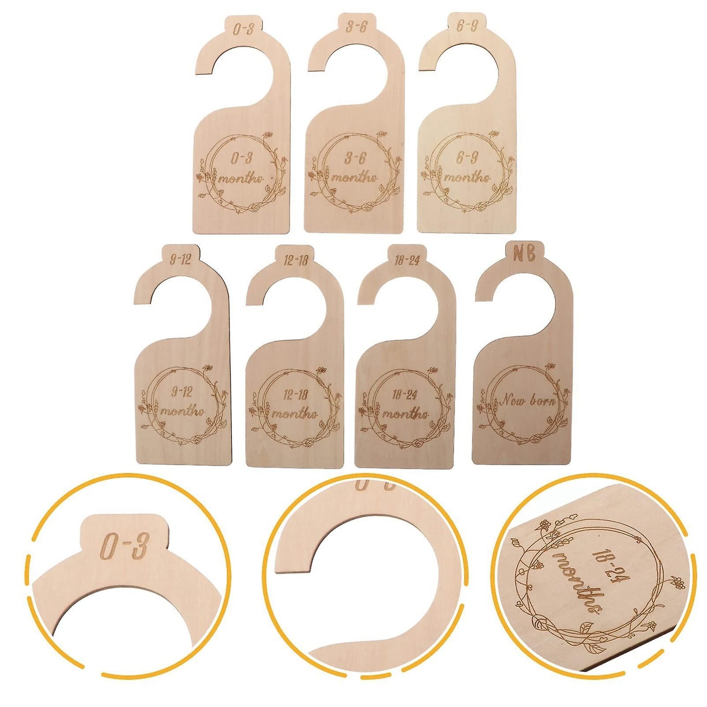 7 Pcs Baby Closet Size Divider Wooden Baby Closet Organizers