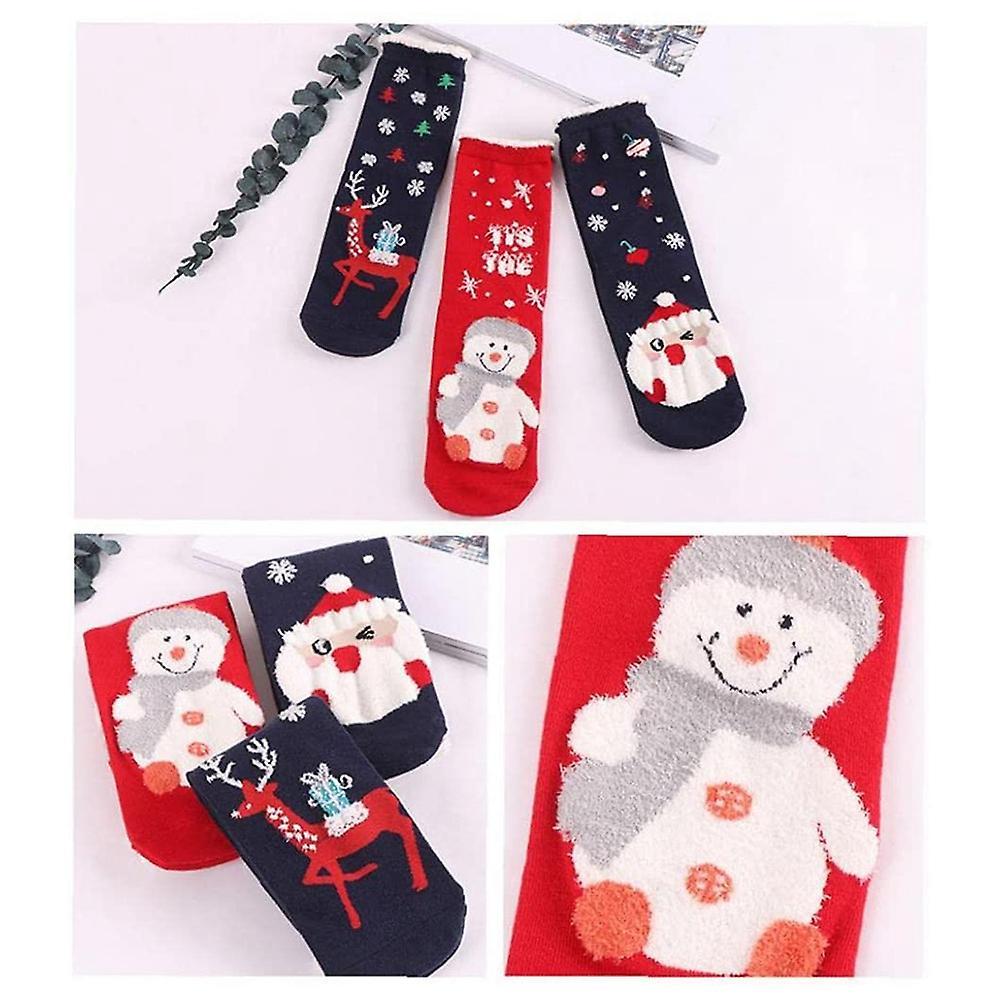 3 Pairs Floor Socks Coral Fleece Socks A