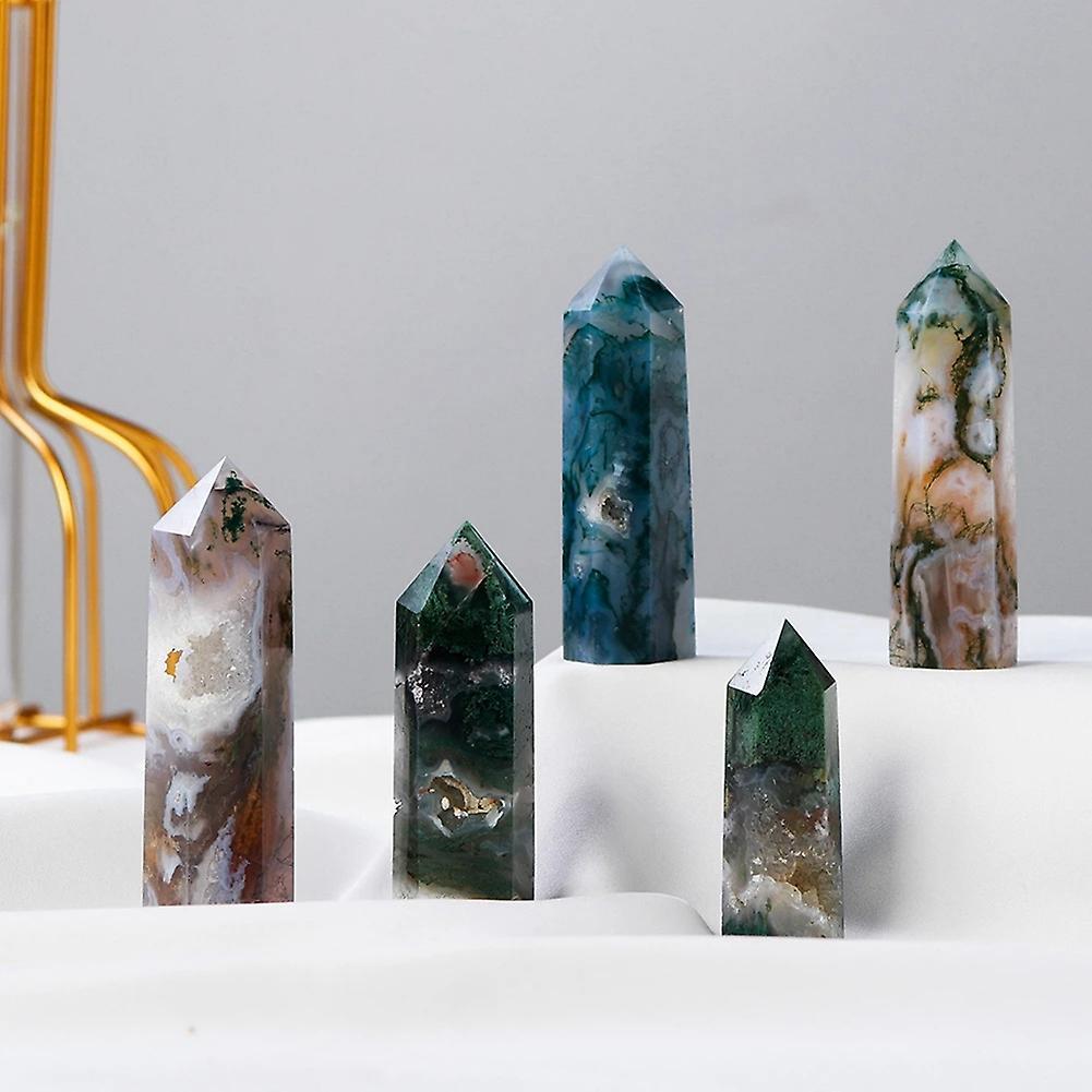 Natural Crystal Healing Stone Green Water Plant Agate Crystal 5-6cm