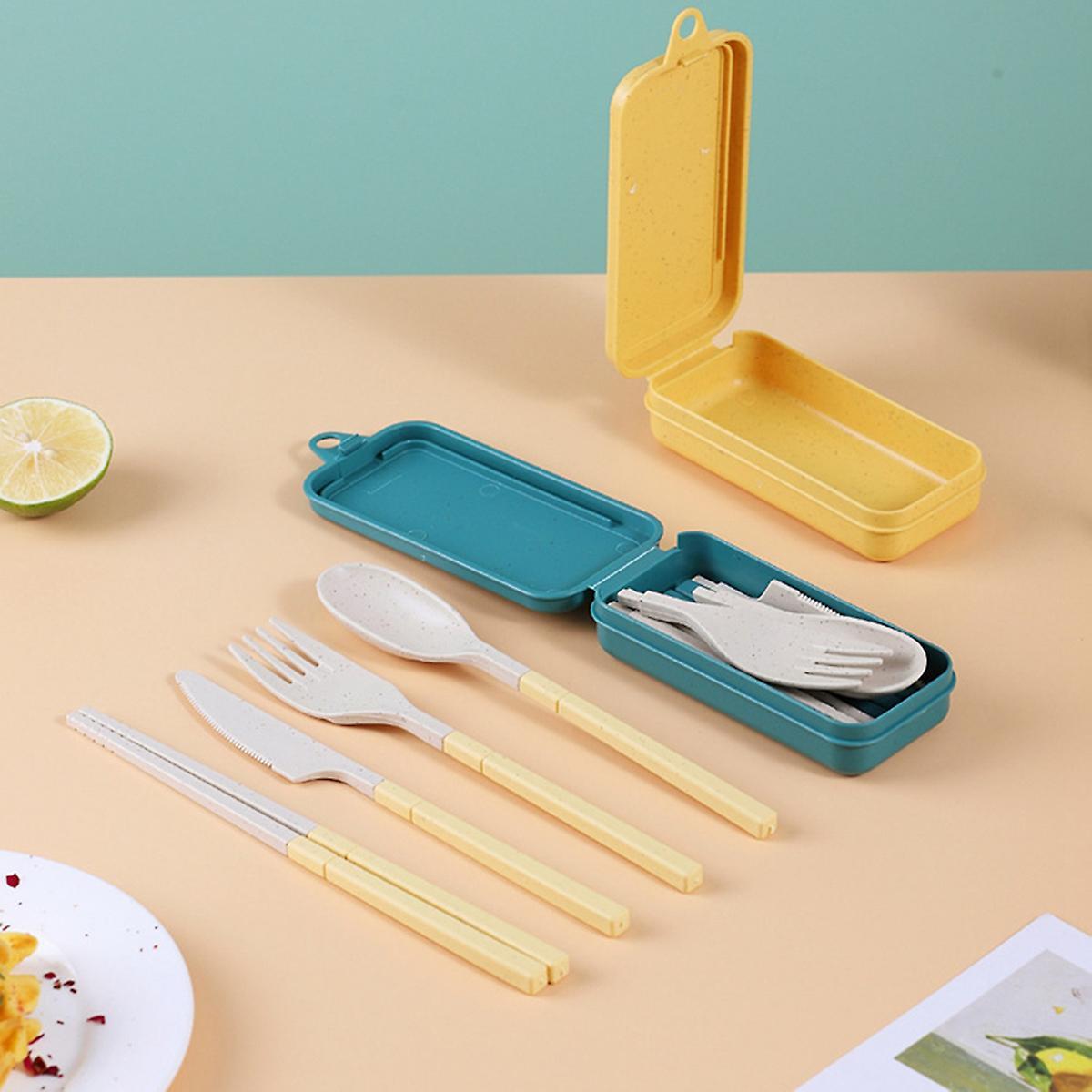 Combination Portable Outdoor Travel Tableware Student Set Gold