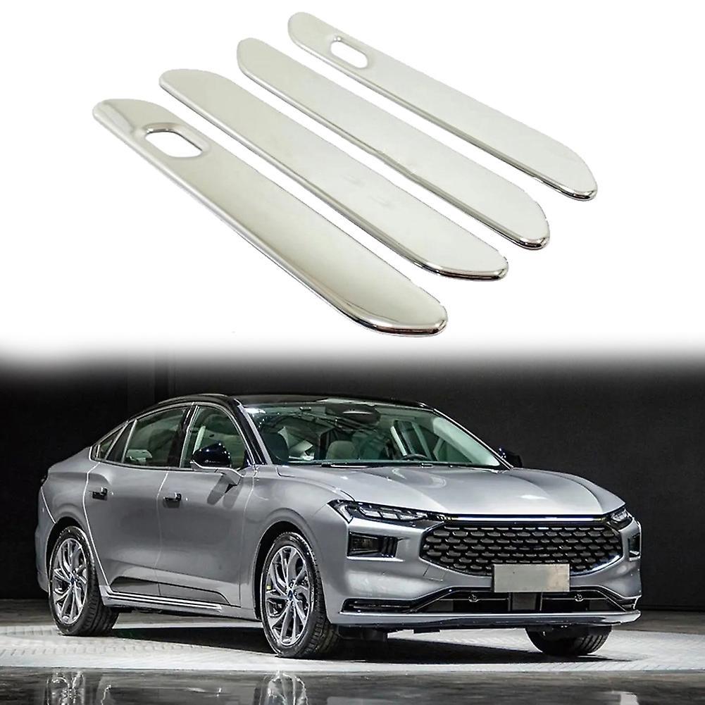 4pcs Car Outside Door Handle Bowl Trim Cover Bright Silver