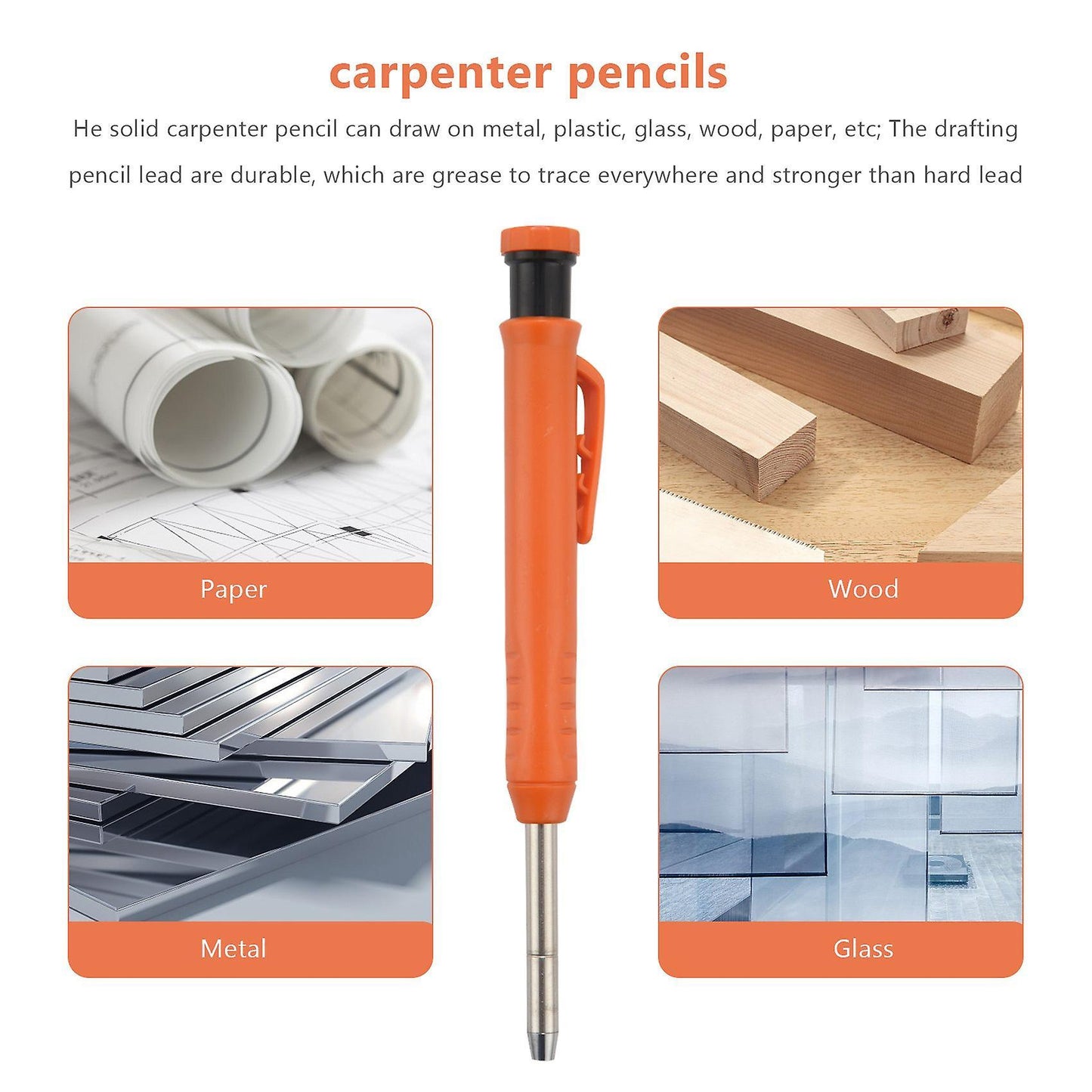 Carpenter Pencil Set with 7 Refill Leads, Built-in Sharpener,pencil D