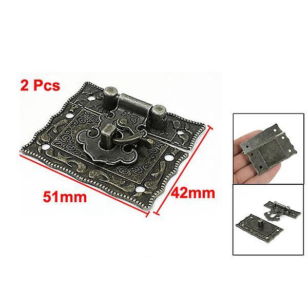 2 Pcs Antique Style Hardware Bronze Tone Metal Rectangle Latch 42mm X 51mm