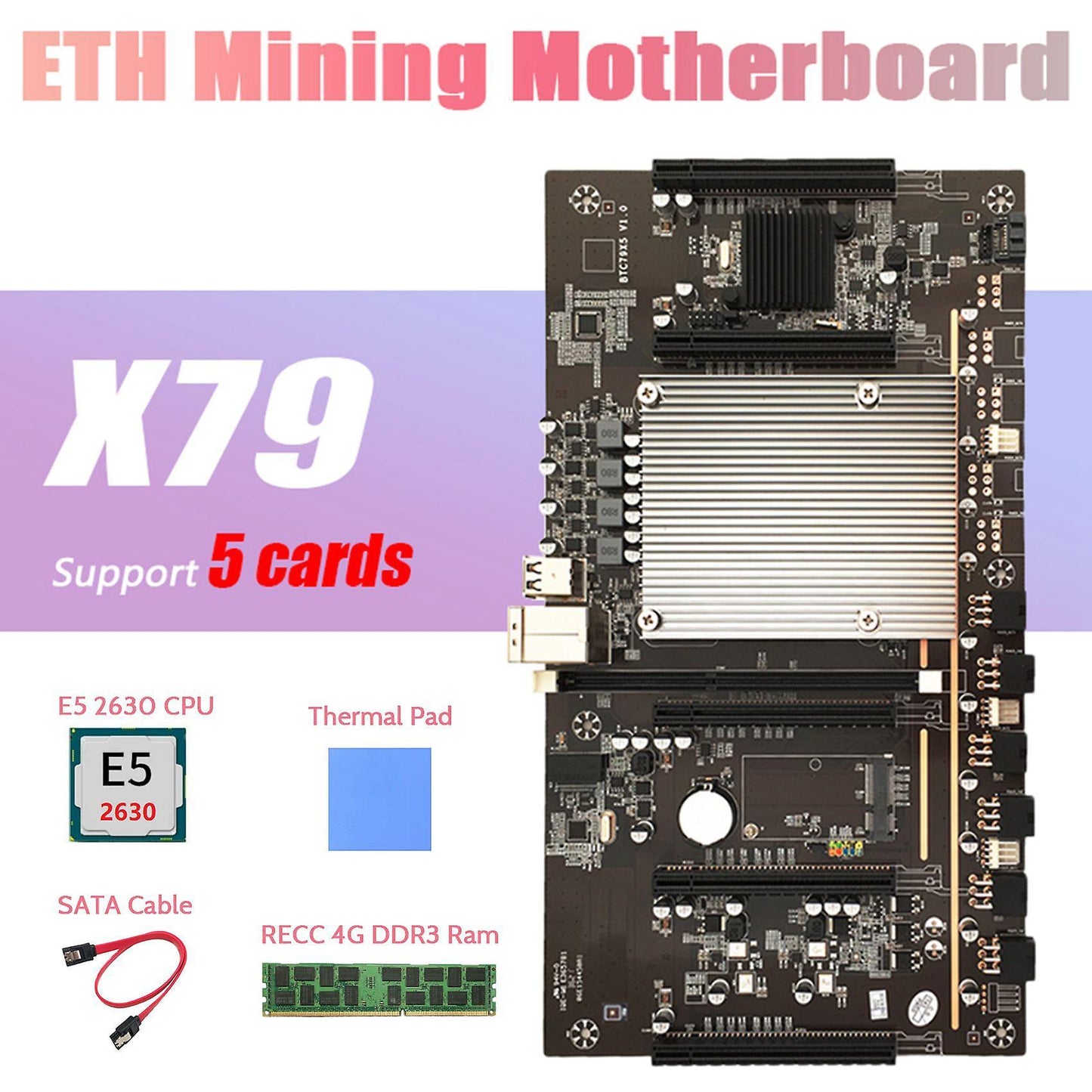 X79 H61 Mining Motherboard+e5 2630 Cpu+recc 4g Ddr3 Ram+sata Cable