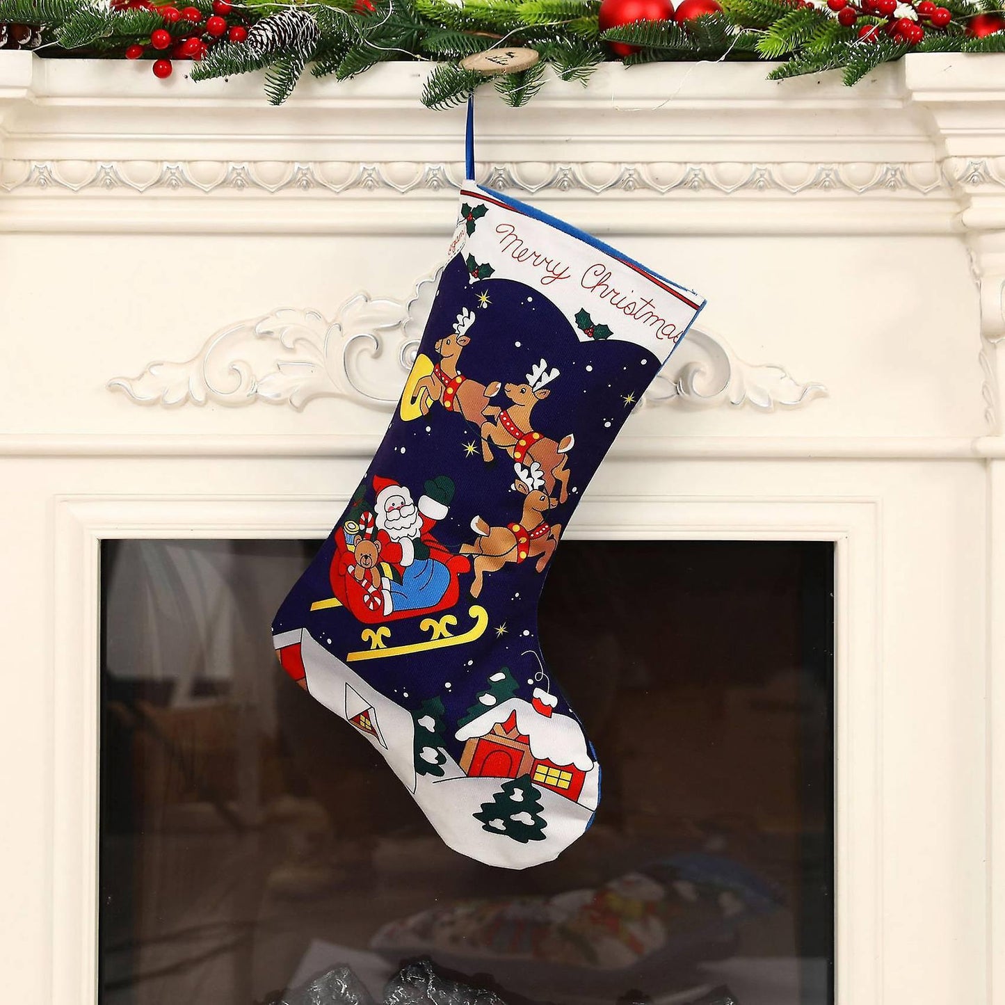 Large Christmas Stockings, Fireplace Christmas Tree Hanging, Elk