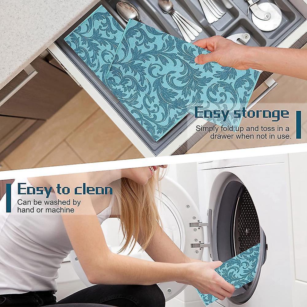 Washable Dish Drying Mats for Kitchen Counter Large (blue Vine)
