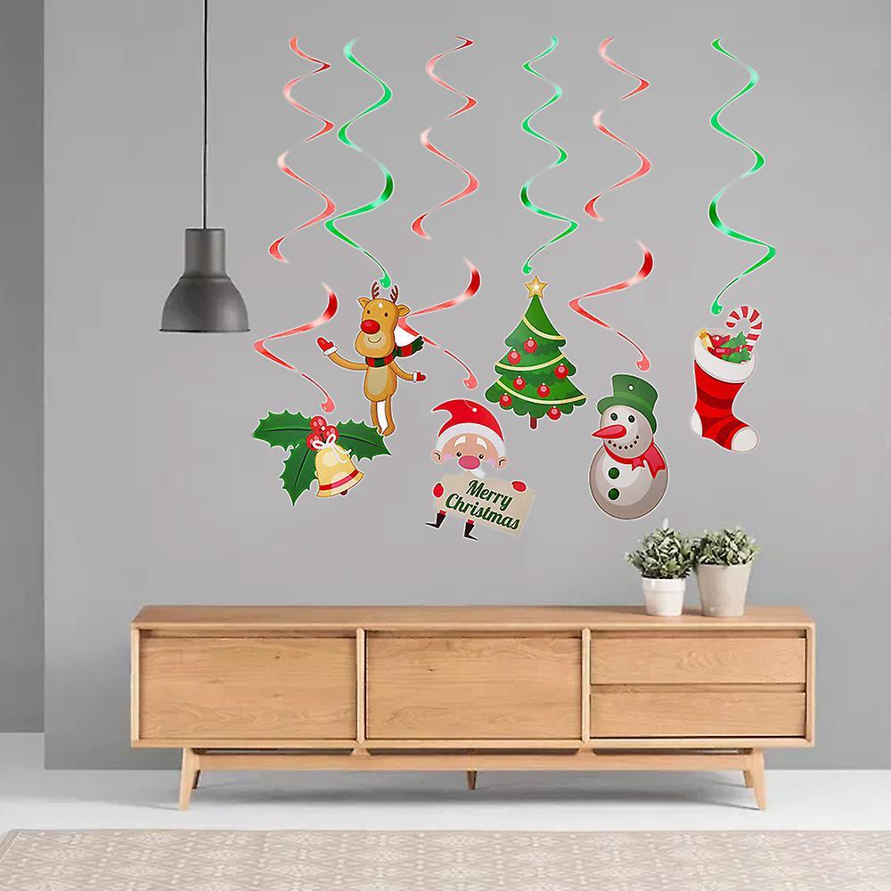1 Set Christmas Spiral Ceiling Hanging Santa Claus Elk Decoration