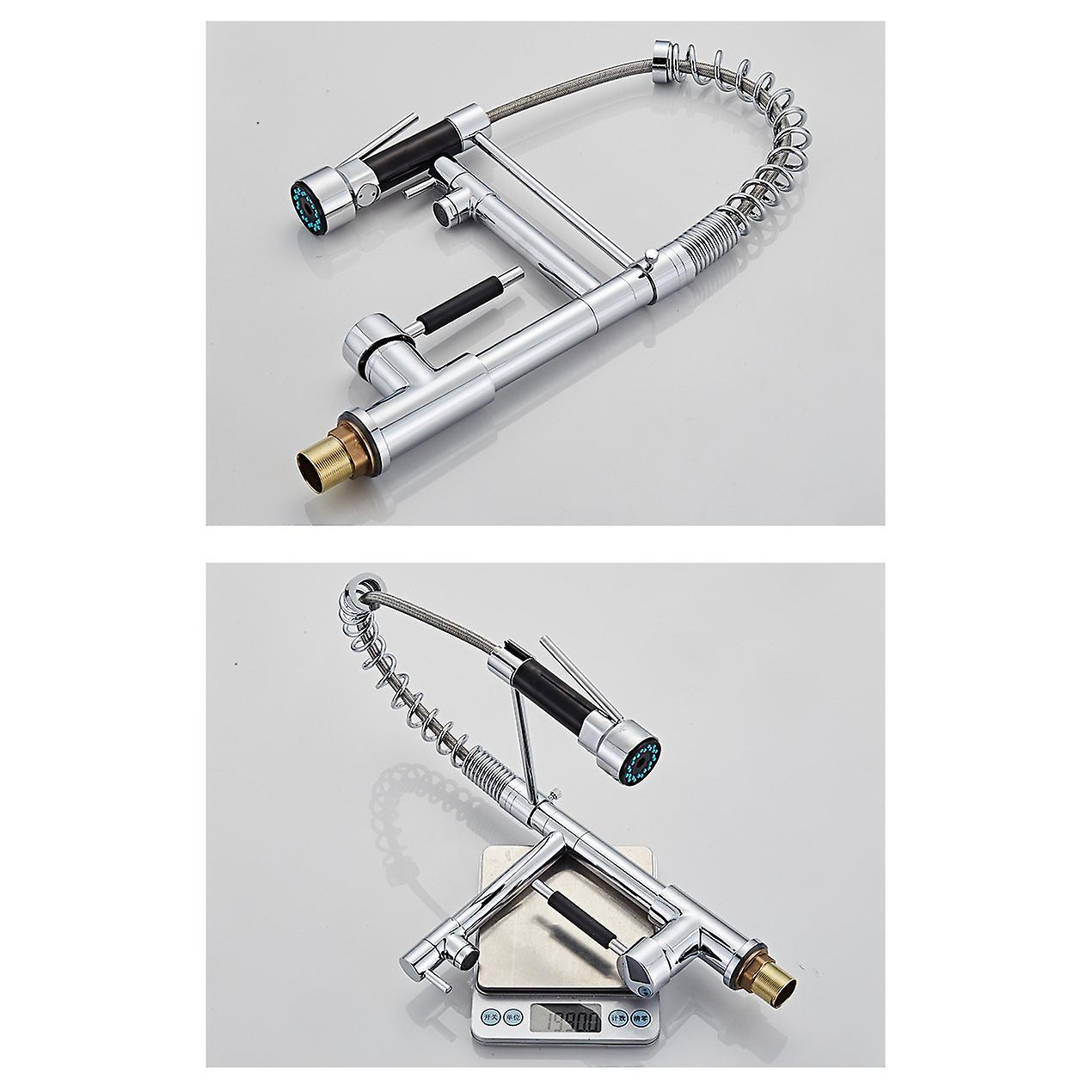Chrome Kitchen Sink Faucet Swivel Handle Pull Down Spray Mixer Tap