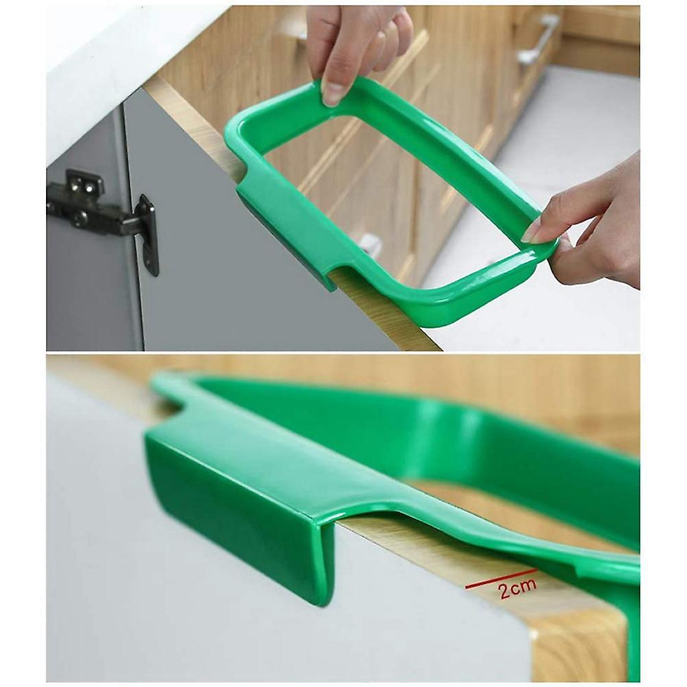 Kitchen Hanging Trash Can Shelf Cabinet Trash Rack Plastic(green)
