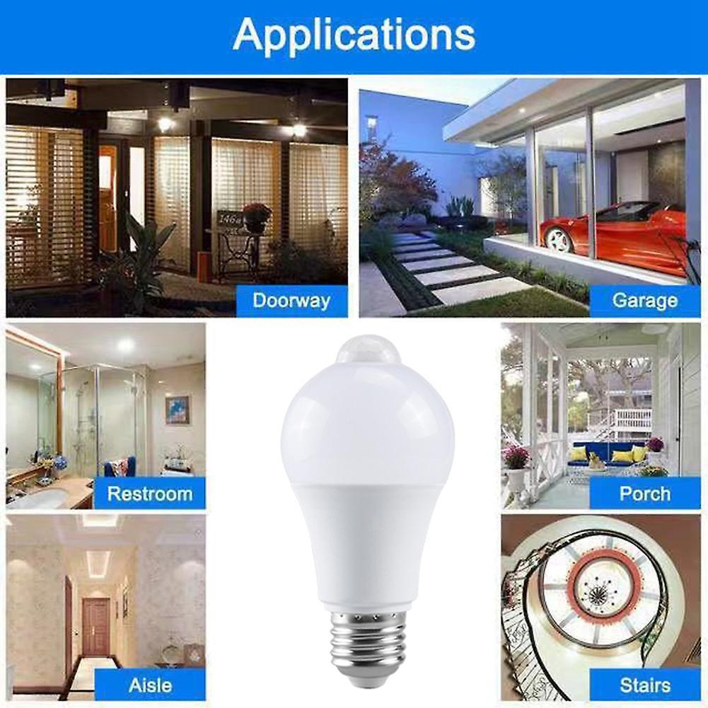 85-265v E27 Pir Motion Sensor Lamp 12w Bulb Warm Light