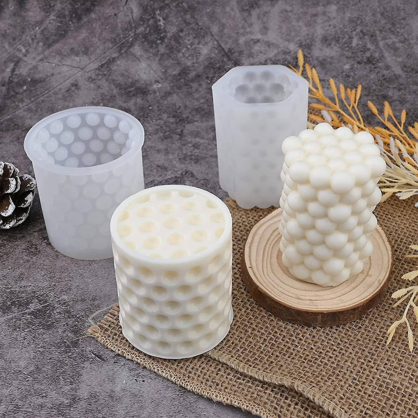 Cylinder Bubble Candle Mould, Pillar Silicone Mould