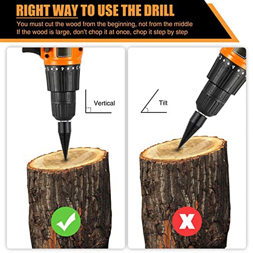 Wood Splitter Drill Bit Removable, Portable Wood Cutting Tool, B