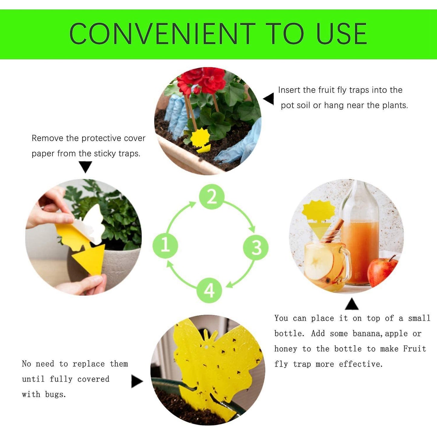 Fruit Fly Trap,for Kitchen,indoor/outdoor(12 Pack),dual-sided Yellow