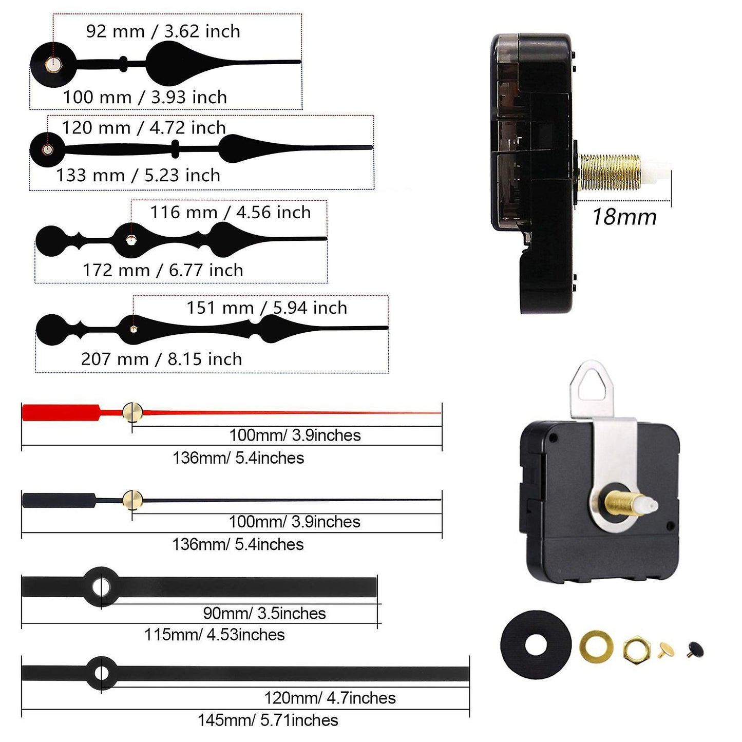 Quartz Diy Clock Movement 4 Pairs Mechanism Kit for Diy Clock Repair