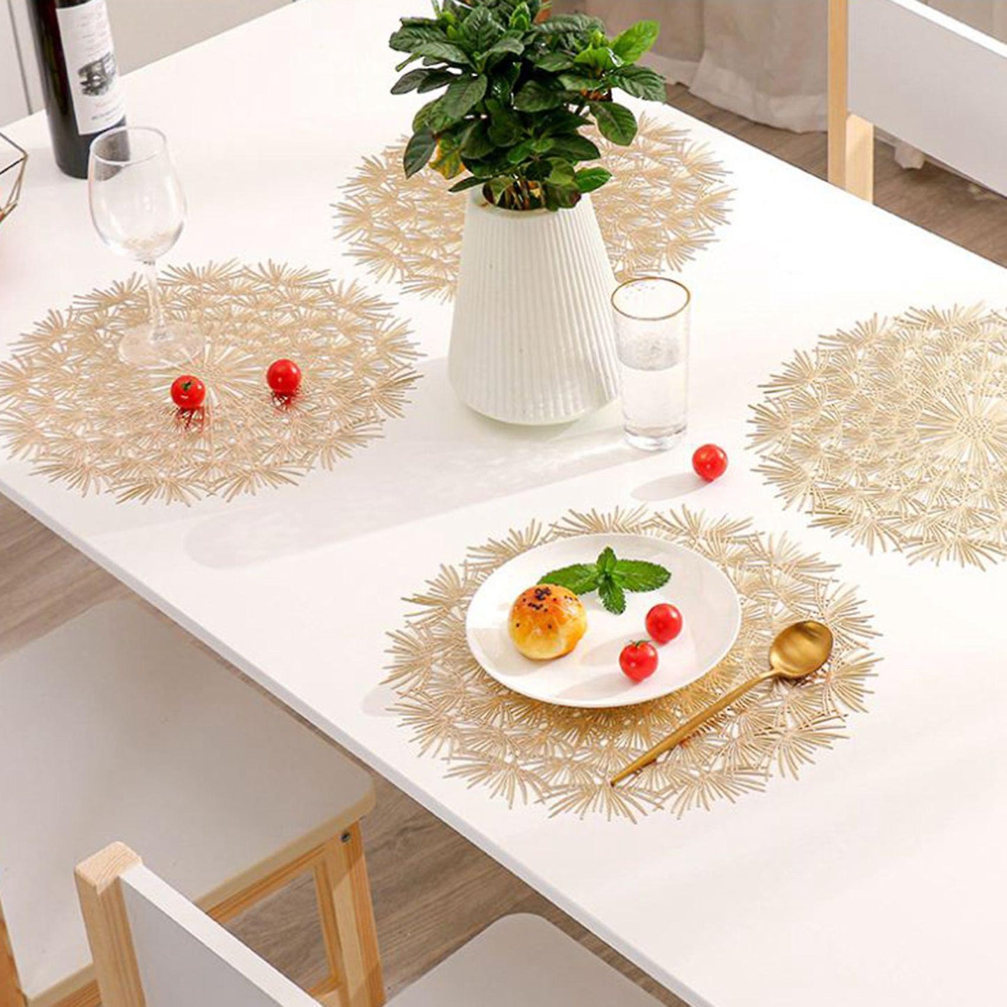 Pvc Bronzing Hollow Non-slip Kitchen Placemat Insulation Pad Gold