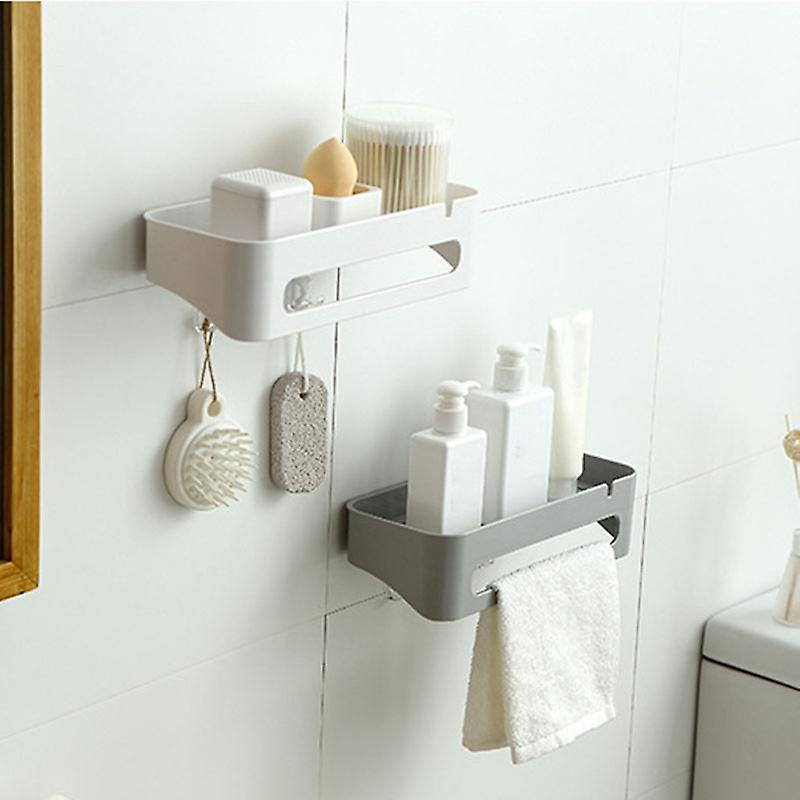 Bathroom Kitchen Storage Shelf Wall Mounted Cosmetics Holder-gray