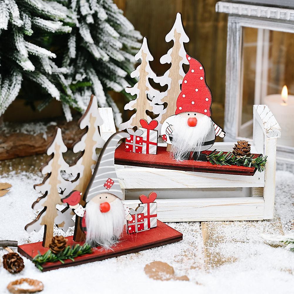 Wooden Pine Cone Double Tree Forest Elderly Ornaments Christmas Props