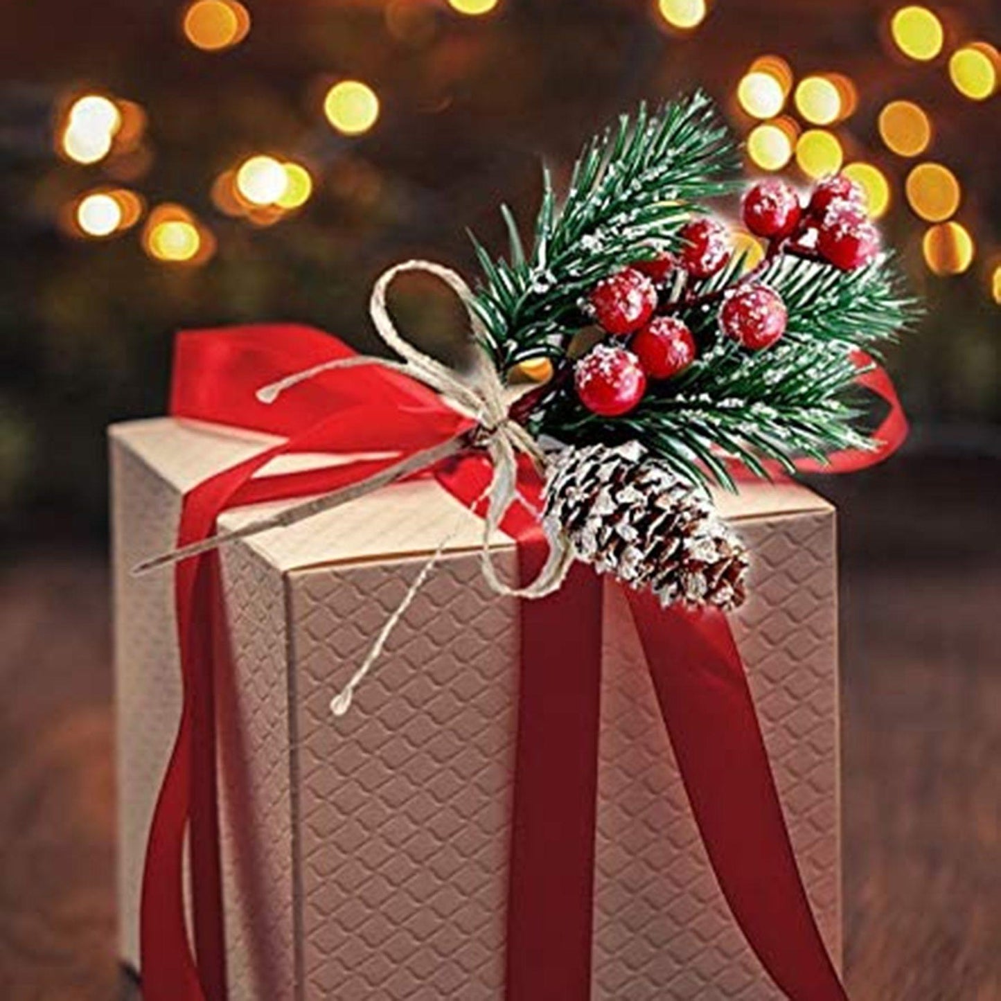 Christmas Berries Decor 8 Pcs Artificial Pine Cones Branch Craft