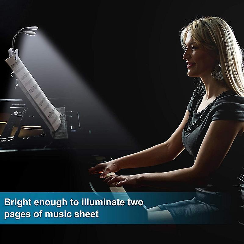 Music Stand Light, White Clip On Led Book Lights, 4 Brightness Levels