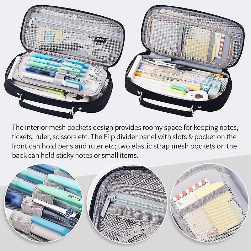 Angoo Pencil Case Big Capacity College School for Girls Boys Teens