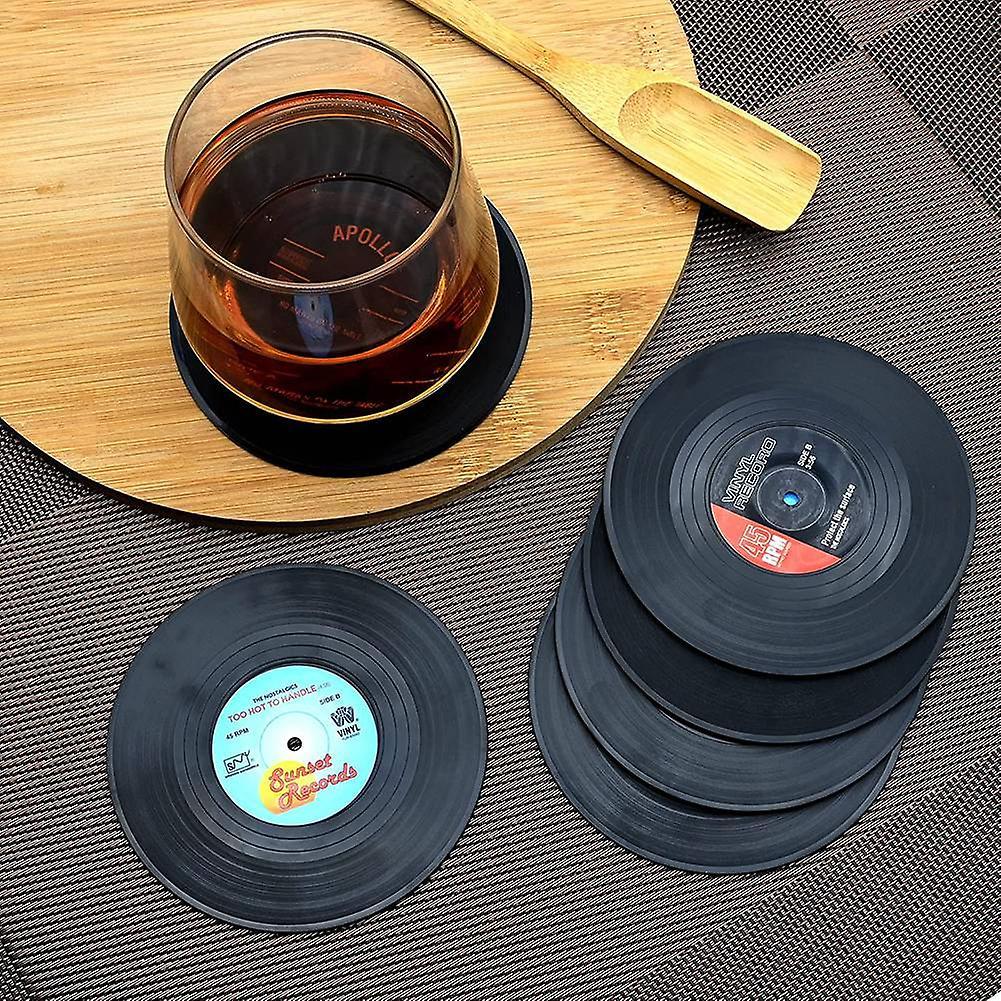 Drink Coasters,retro Cd Record Coaster Set Round Cup Mat