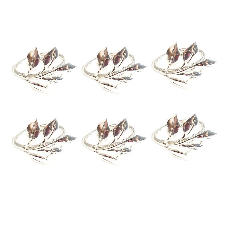 6pcs Fall Leaves Napkin Rings Christening Metal Wedding Gifts Party B
