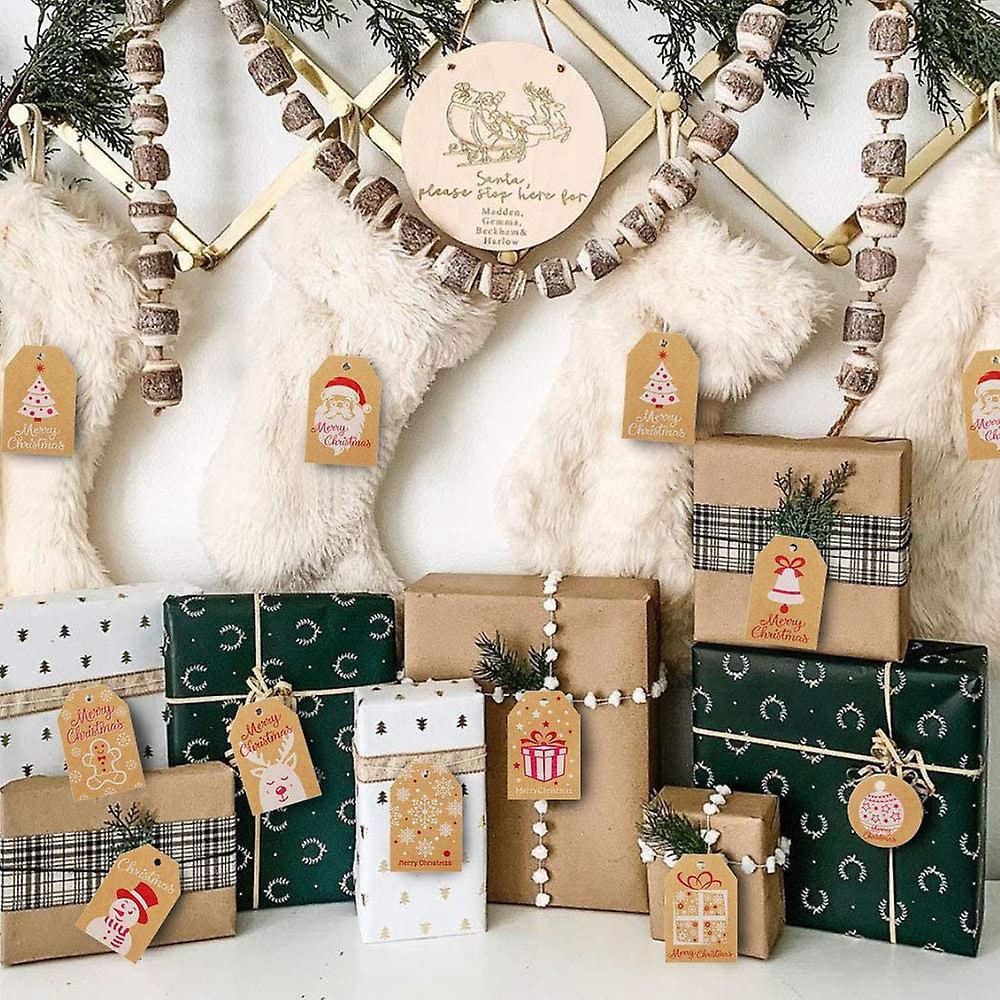 100pcs Christmas Gift Tags-kraft Hang Labels with Twine String