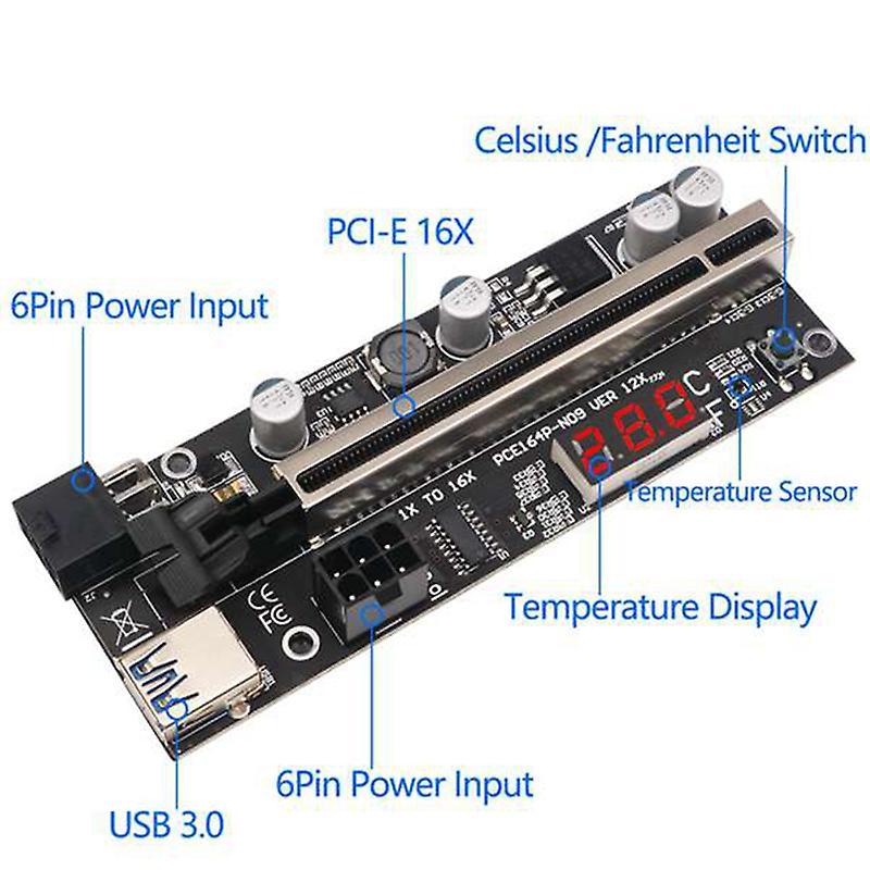 6 Pack Riser Card with Temperature Sensor for Bitcoin Gpu Mining