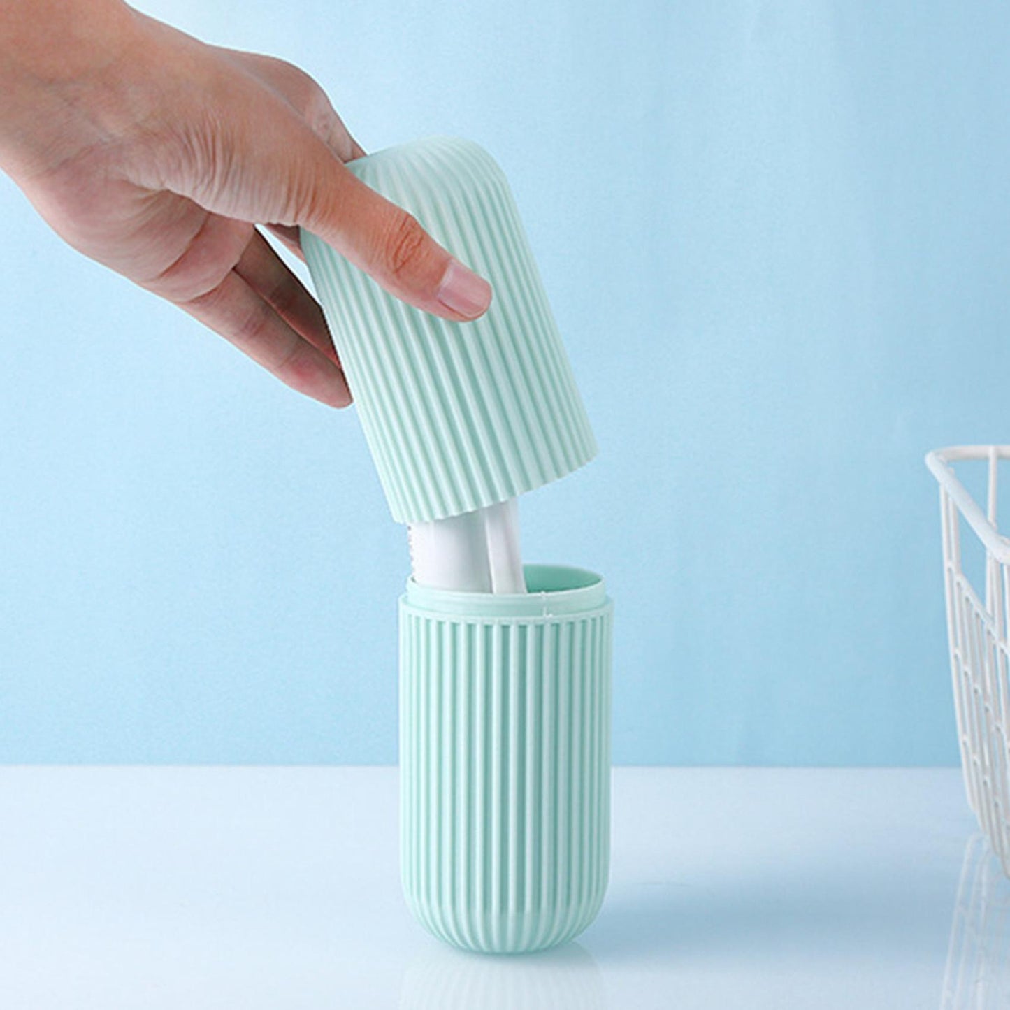 2x Portable Toothbrush Kits Case Toothpaste Cup Holder Box Green