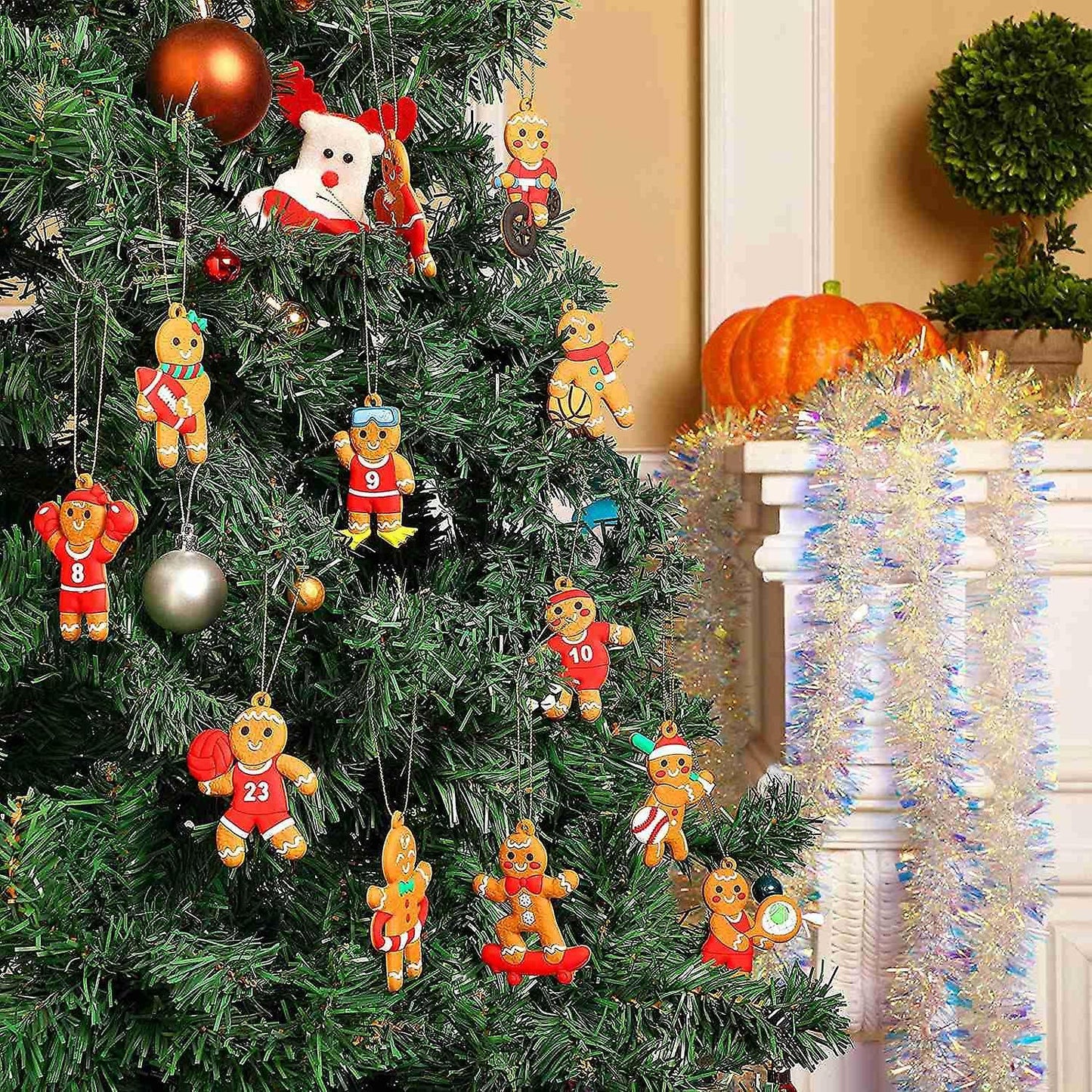 12 Pieces Christmas Gingerbread Man Ornaments Sports Gingerbread