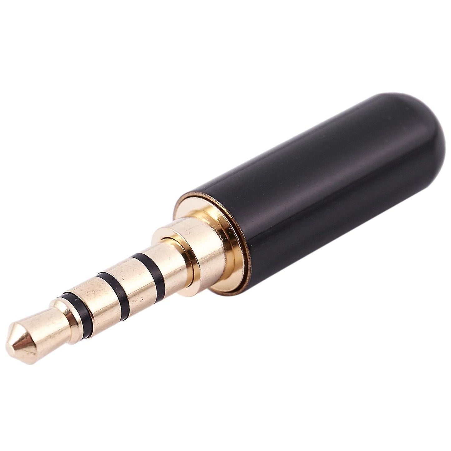 3.5mm 4 Pole Male Plug Solder Connector Gold Tone Black for 4mm Cord