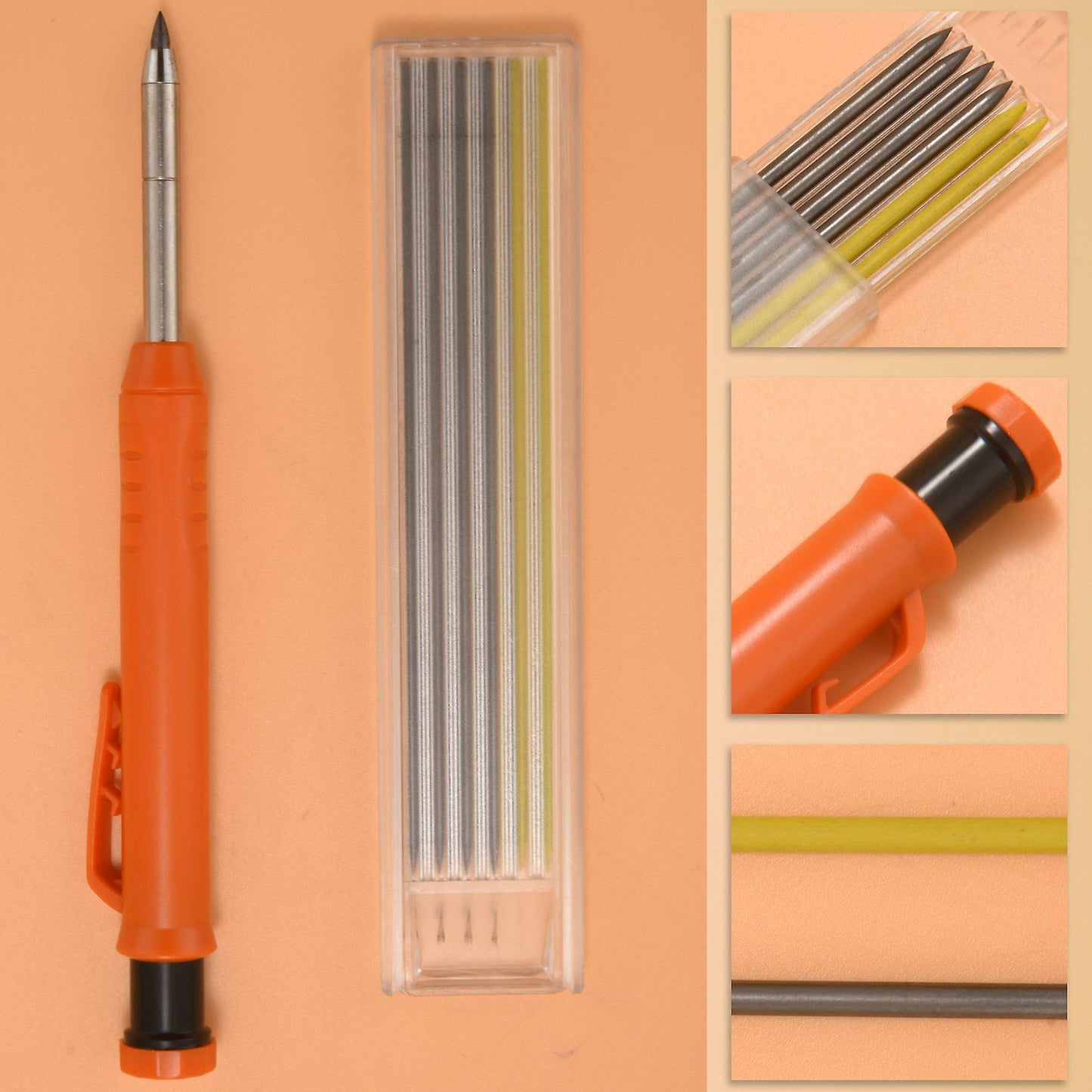 Carpenter Pencil Set with 7 Refill Leads, Built-in Sharpener,pencil G