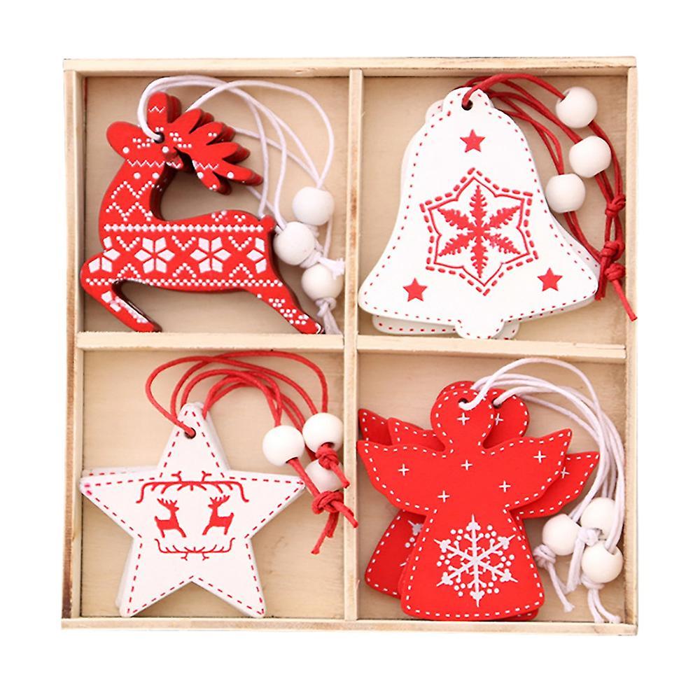 12pcs Christmas Pendants Angel Deer Bell Five-pointed Star