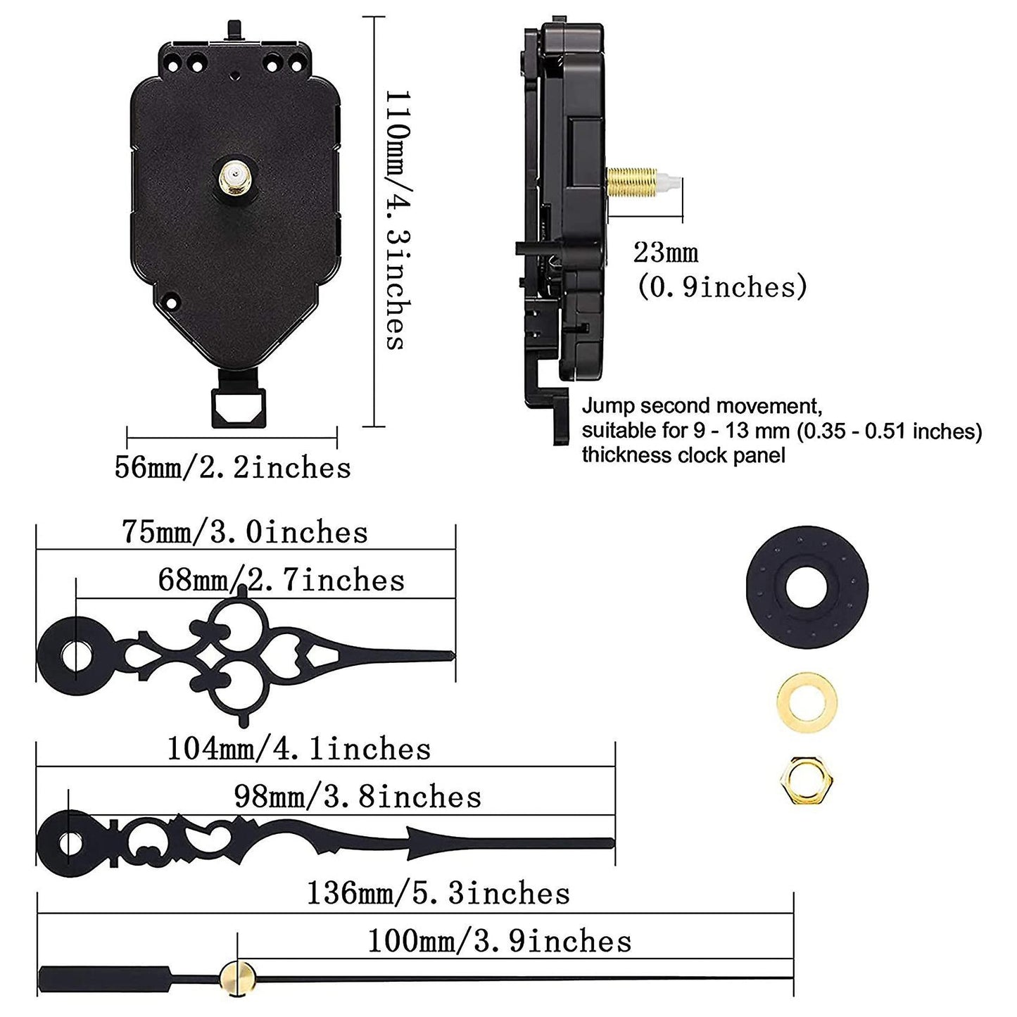 23mm Quartz Pendulum Clock Movement Mechanism with Clock Hands Kits