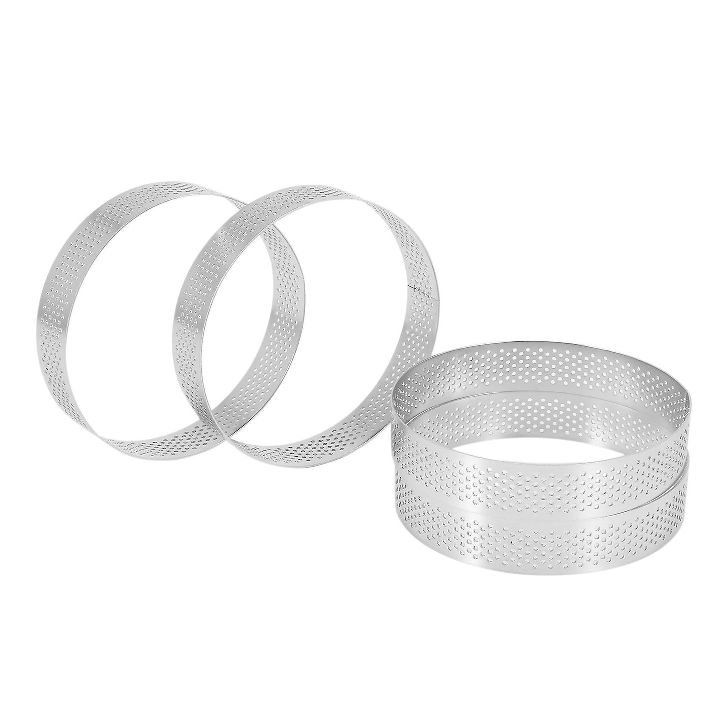 4 Pcs Circular Porous Bottom Tower Pie Cake Mould Baking Tools,10cm