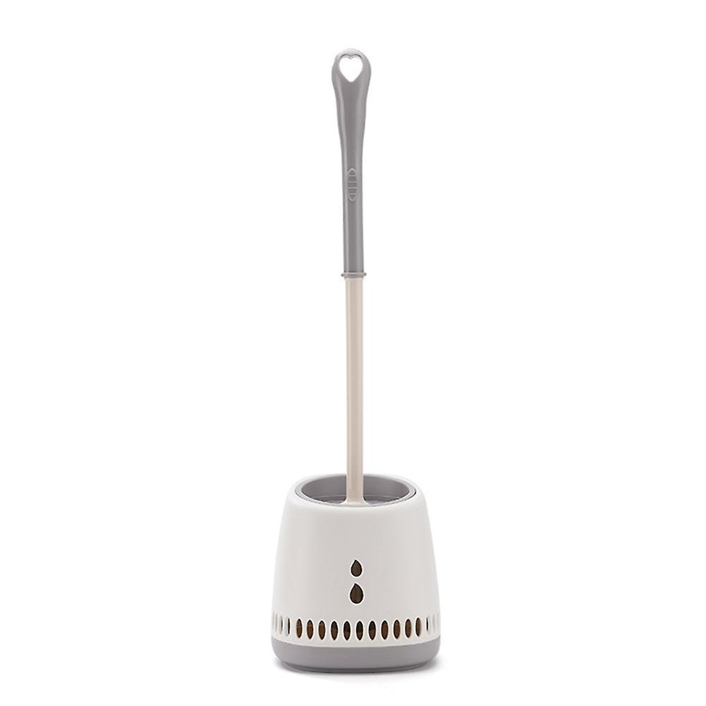 Wall Hanging Toilet Brush Holder Long Handle Cleaning Brush -gray