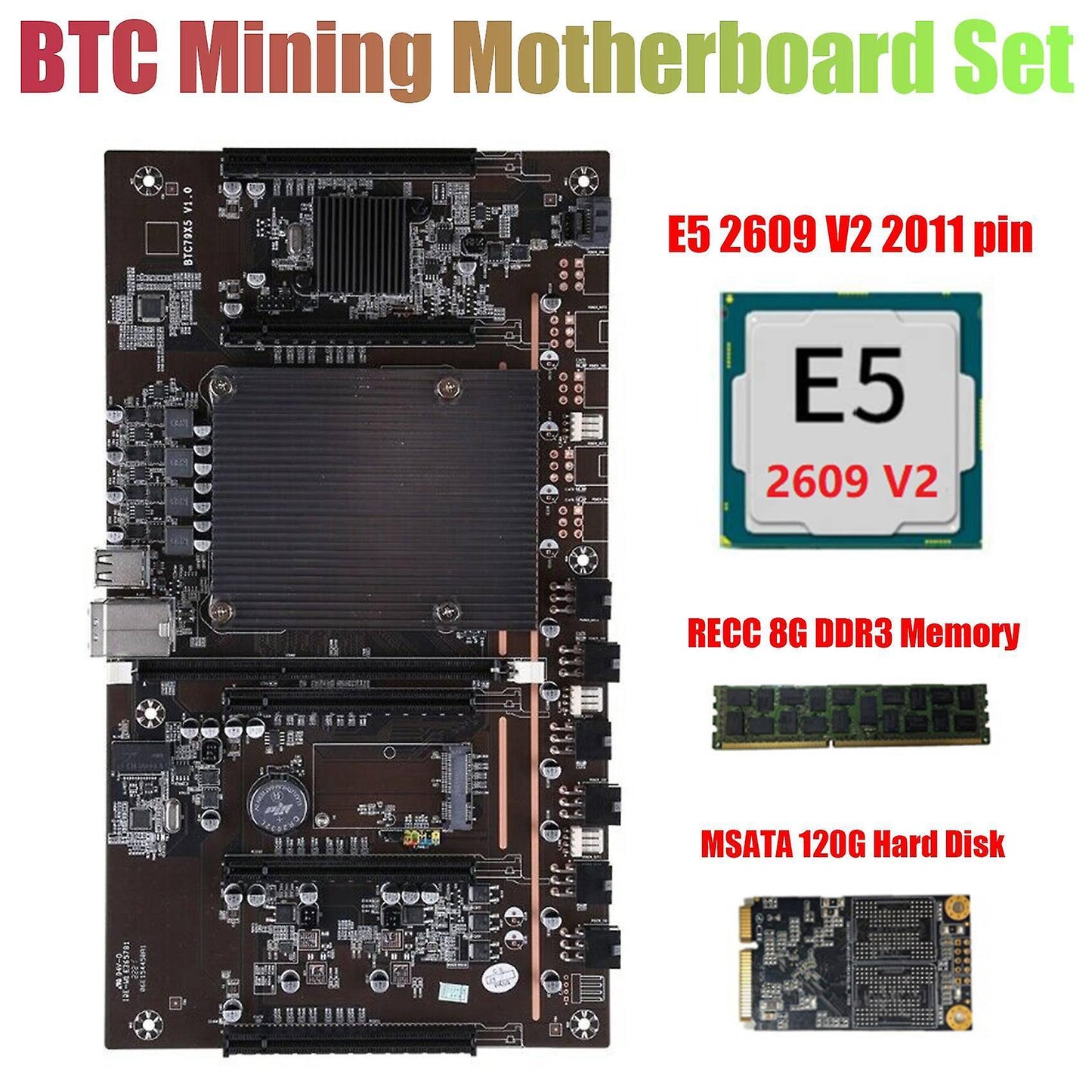 X79 H61 Btc Miner Motherboard with E5 2609 V2 Cpu Recc 8g Ddr3 Memory